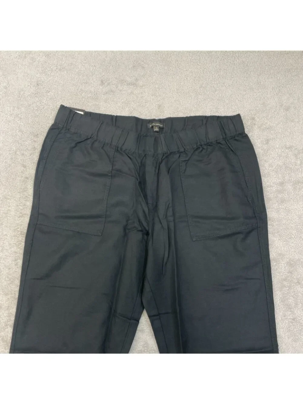 NWT Banana Republic Women's XXL Black Tapered Crop Pants Linen Blend  B1696
